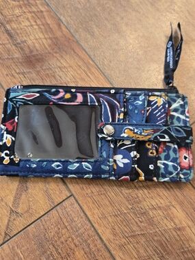 Vera Bradley Navy Floral Quilted ID Wallet
